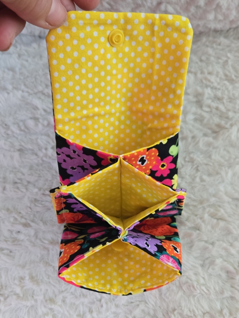 Handmade By My Daughter Floral Snap Card Holder Wallet  Multicolor Flowers - Picture 2 of 2